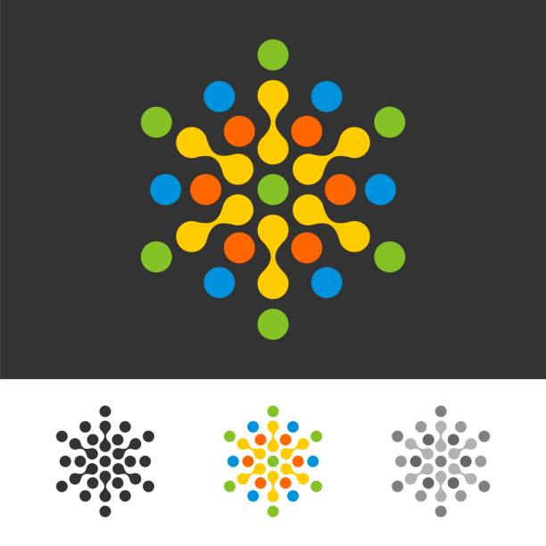 ilustrações de stock, clip art, desenhos animados e ícones de pixel dots vector logo template illustration design. vector eps 10. - física quântica