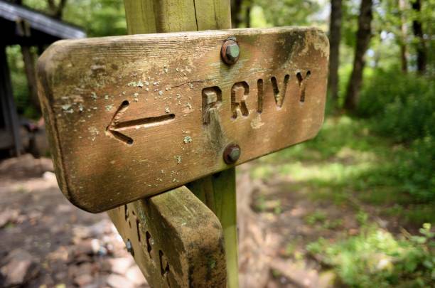 istock Privy sign on hiking trail 1196976297