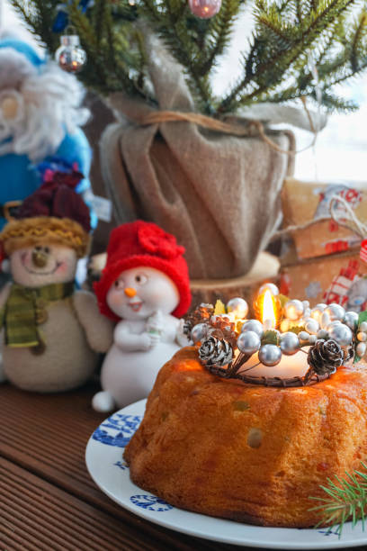 istock Christmas cake decorated with cones and twigs 1196978640