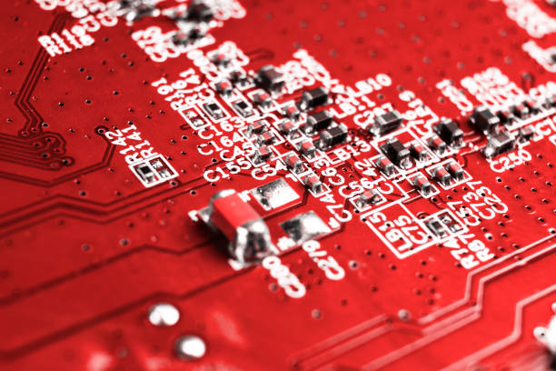 istock Macro shot of Circuit board with resistors microchips and electronic components. Computer hardware technology. Integrated communication processor. Information engineering. Semiconductor. PCB. Closeup 1196980425