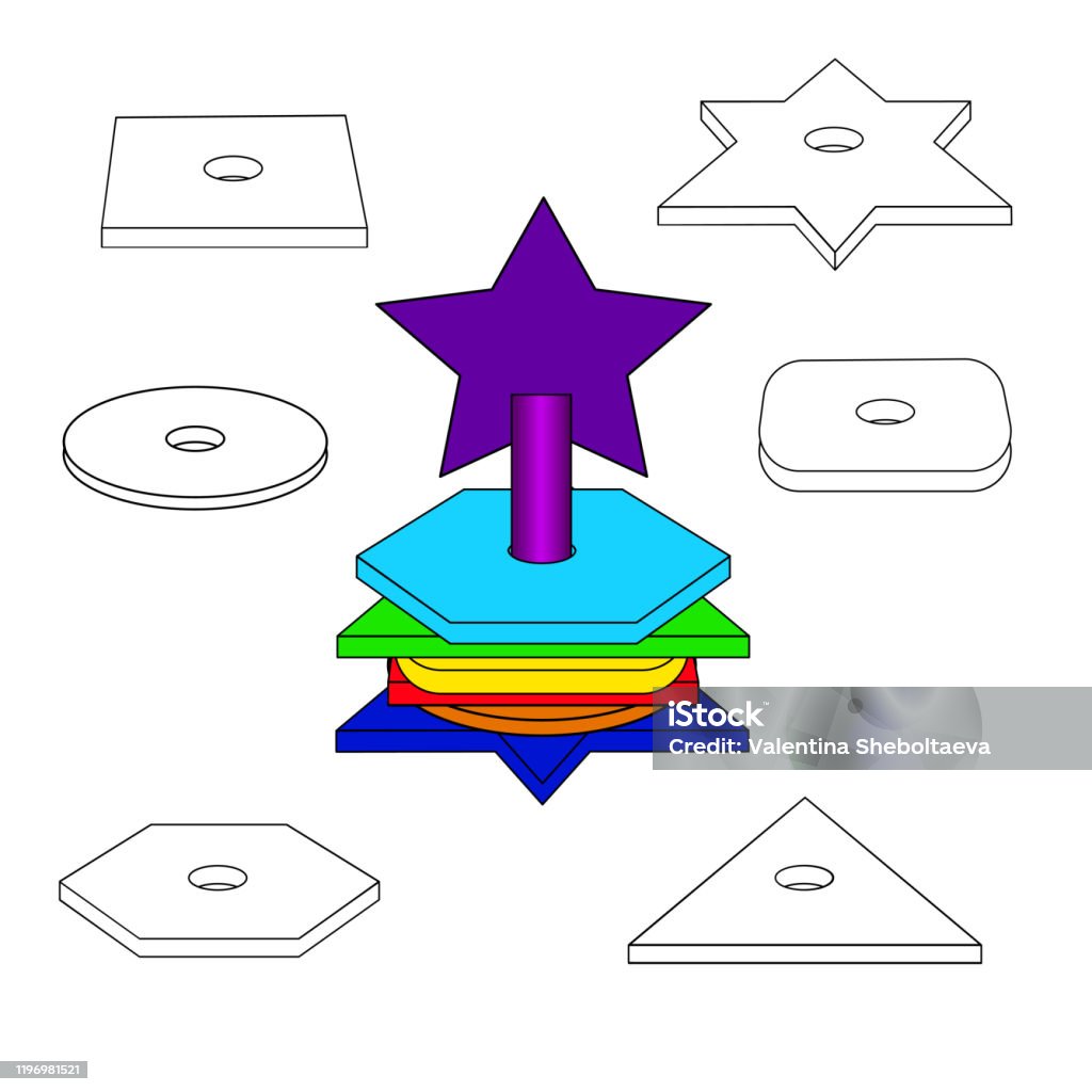 Vector Illustration Educational Coloring Book With Geometric Details Of