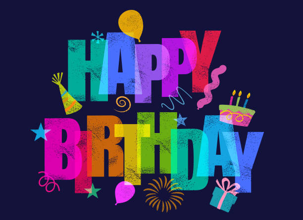 ilustraciones, imágenes clip art, dibujos animados e iconos de stock de feliz saludo de cumpleaños - birthday