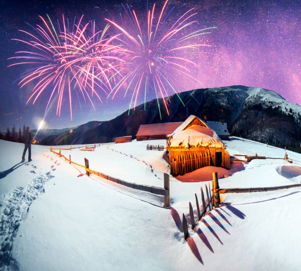 istock Fireworks in a mountain house 1196991614