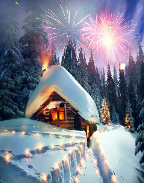 istock Fireworks in a mountain house 1196991689