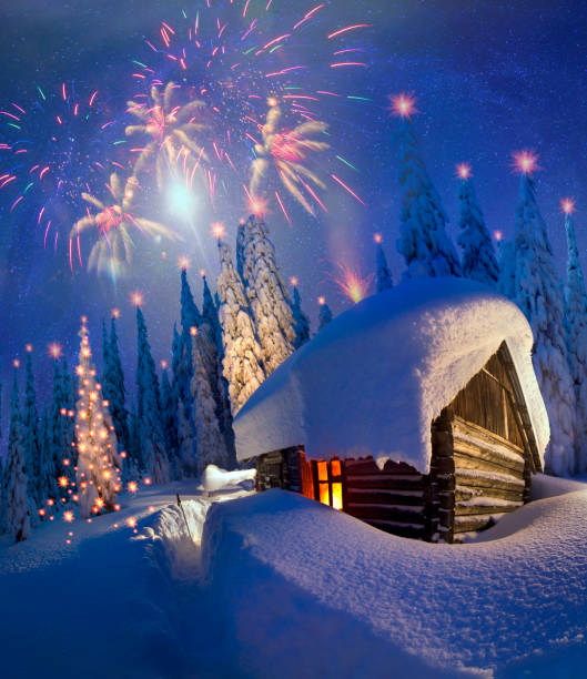 istock Fireworks in a mountain house 1196991726