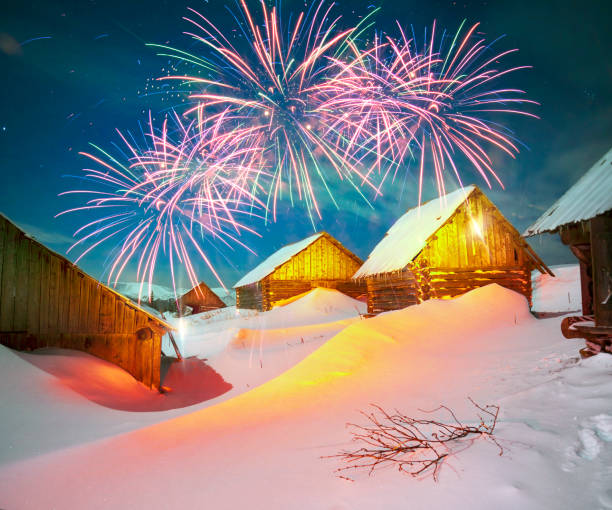 istock Fireworks in a mountain house 1196991755