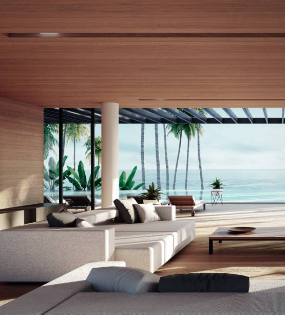 istock Beach Tropical living & Sea view  for Vacation and Summer/ interior 3d rendering 1196995167