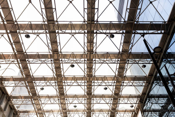 istock Modern ceiling of office building, abstract background with copy space 1196997337