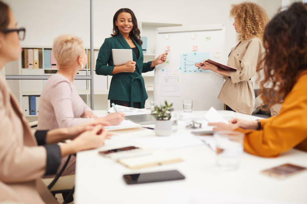 istock Young Female Colleagues Making Presentation 1197000514
