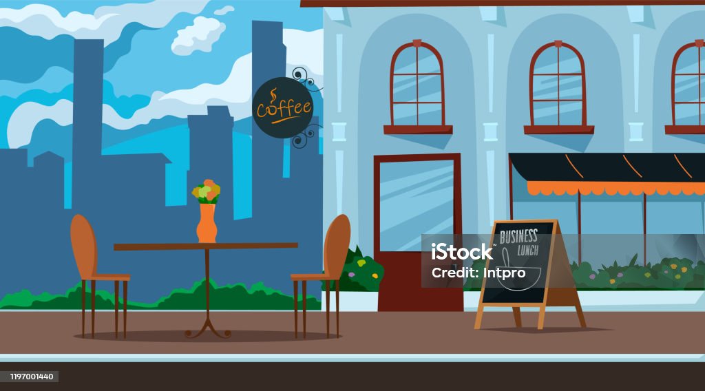 Cafe Shop Exterior Concept Street Restaurant Building With Street Terrace  Flat Style Vector Illustration Stock Illustration - Download Image Now -  iStock