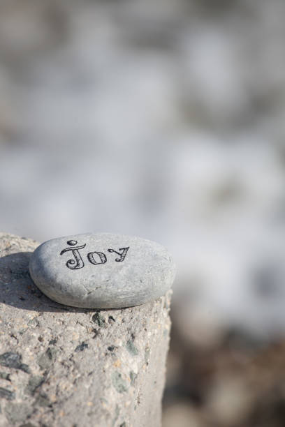 istock Words on pebble stones – motivational concept slogan – word joy 1197003365