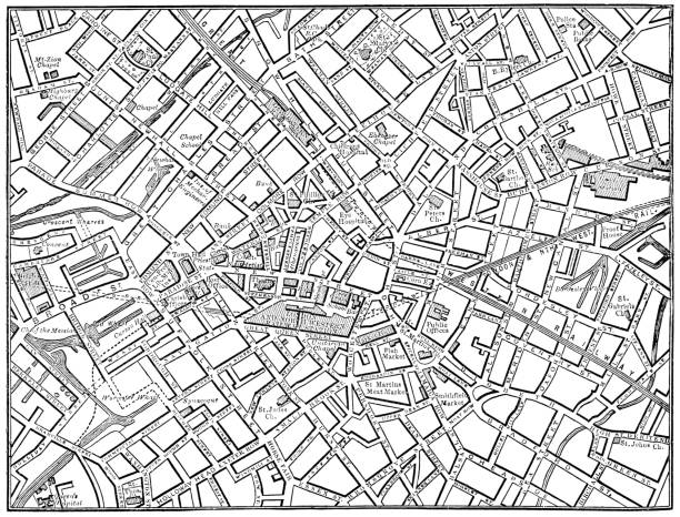 istock Antique Map of Central Birmingham, England - 19th Century 1197015066