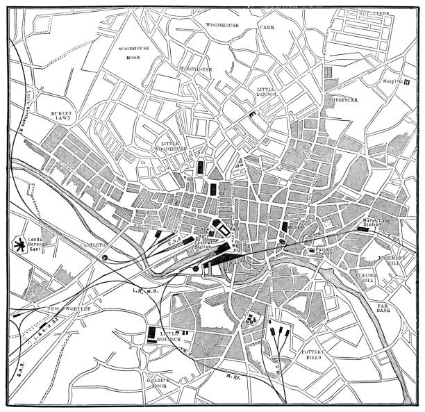 istock Antique Map of Leeds, England - 19th Century 1197015972
