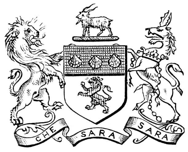 ilustrações de stock, clip art, desenhos animados e ícones de coat of arms of the duke of bedford - 19th century - duke