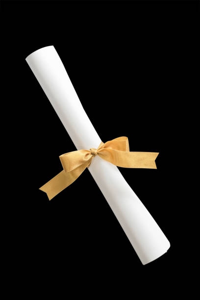 istock Diploma, degree certificate roll isolated on black background with clipping path, template for study success, academic graduation, student achievement, educational commencement day 1197022648