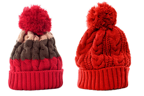 istock Two winter knit ski hat red isolated white 1197027314