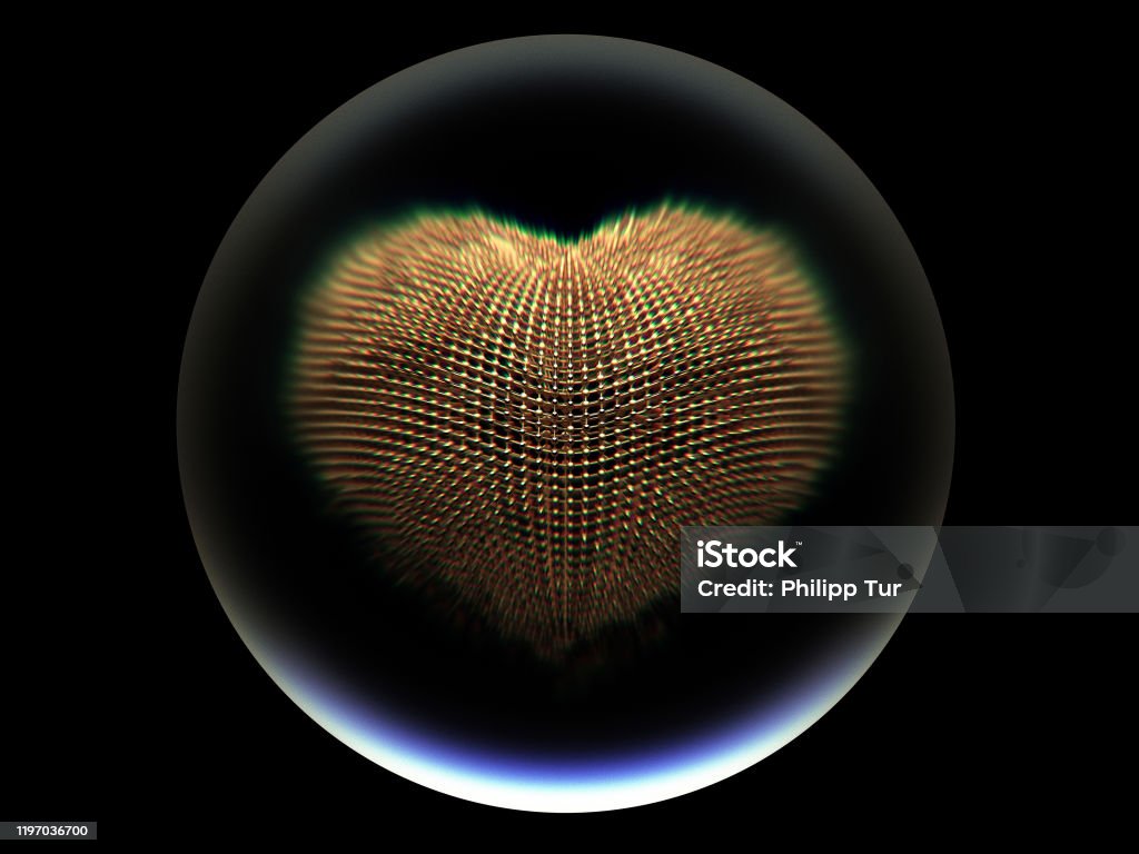 3d Render Of Abstract Glass Ball With Golden Love Heart Based On Wire  Structure With Small Balls Particles On Black Background Stock Photo -  Download Image Now - iStock