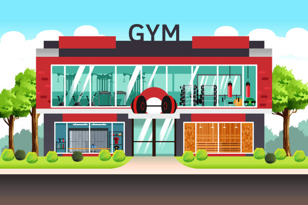 Fitness Center Gym Illustration A vector illustration of Fitness Center Gym gym drawings stock illustrations
