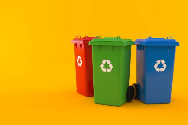 Recycling dustbins stock photo