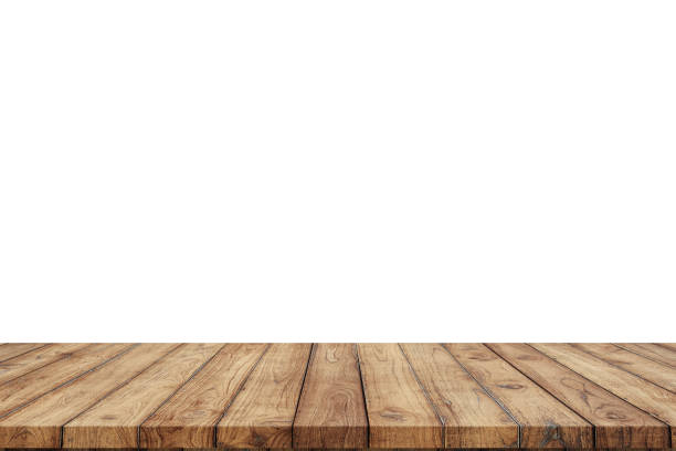istock 3D rendering,wooden top table on isolated white blackgroud 1197055672