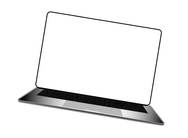 istock Realistic laptop with transparent and blank screen for you design. Device screen mockup. Isolated on white. Vector template eps10. 1197060377