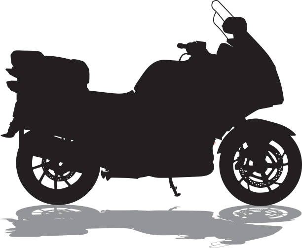 그림자와 오토바이 실루엣 5 - motocross motorcycle stunt bike silhouette stock illustrations