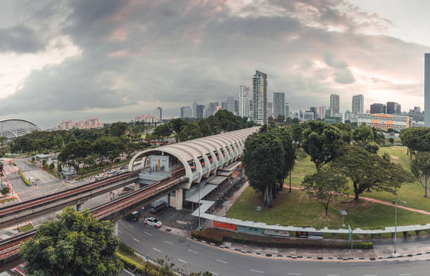 kallang mrt panoramiczny widok, singapore pejzaż miejski - mrt track zdjęcia i obrazy z banku zdjęć