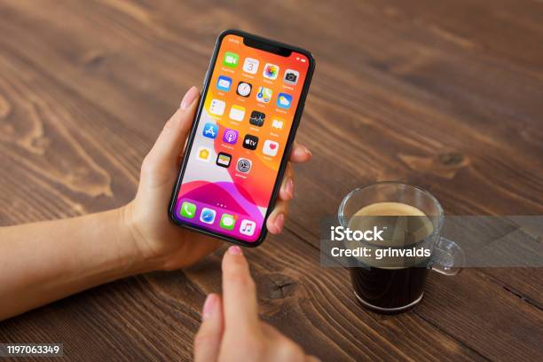 Person Using Apple Iphone 11 Pro Stock Photo - Download Image Now - Smart Phone, iPhone, Mobile App