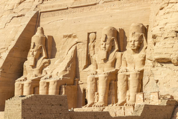 istock Four large statues of Ramses II at Abu Simbel 1197068606