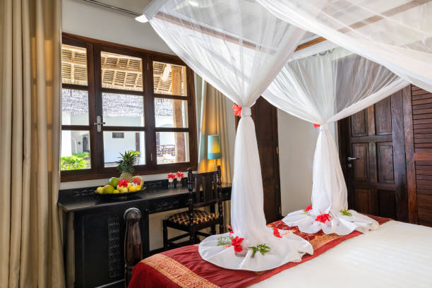 istock Double Bed In African Boutique Resort 1197074326