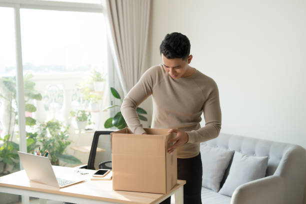 istock Asian man preparing some cardboard 1197076633