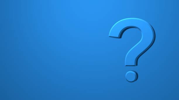 istock The question mark is who, what, why, where, why, when. Stylish minimal abstract horizontal scene, place for text. Trendy classic blue color. 3D rendering 1197077213