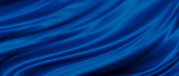 blue luxury fabric background with copy space - satin blue dark textile imagens e fotografias de stock