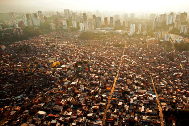 aerial view - são paulo - favela - fotografias e filmes do acervo