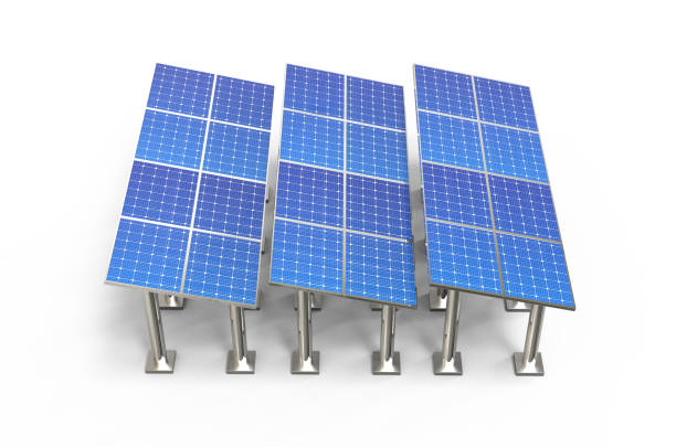 istock Solar panels on isolated white background, 3d illustration 1197084687