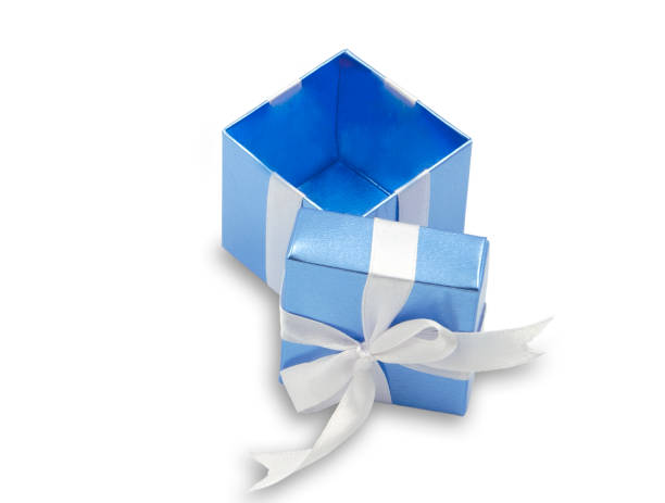 istock open gift box blue color package object wrap with white satin bow ribbon isolated on white background for birthday or happy anniversary celebration concept with empty for surprise space and greeting 1197084741