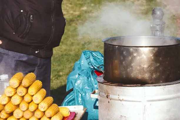 Traditional Balkan food on the street market