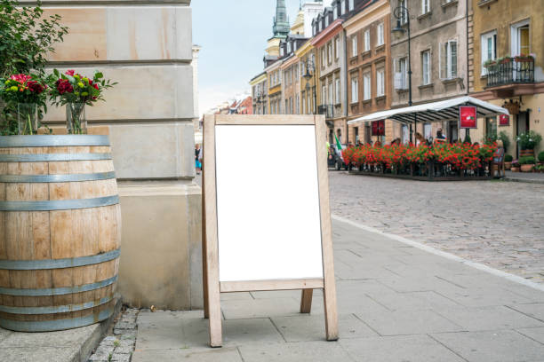 istock advertising signboard mock up stands near cafe 1197085942
