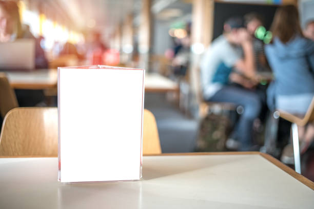 frame for menu on table of bar in cafe restaurant