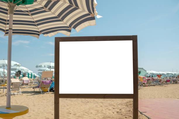 istock placard for advertising and information for beach service 1197086127