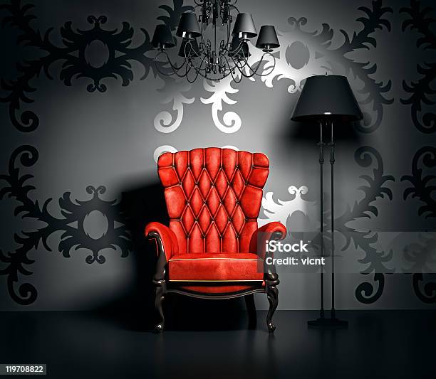 Vintage Interior Stock Photo - Download Image Now - Red, Black Color, Armchair