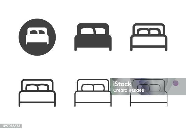 Bed Icons Multi Series Stock Illustration - Download Image Now - Icon Symbol, Bed - Furniture, Bedroom