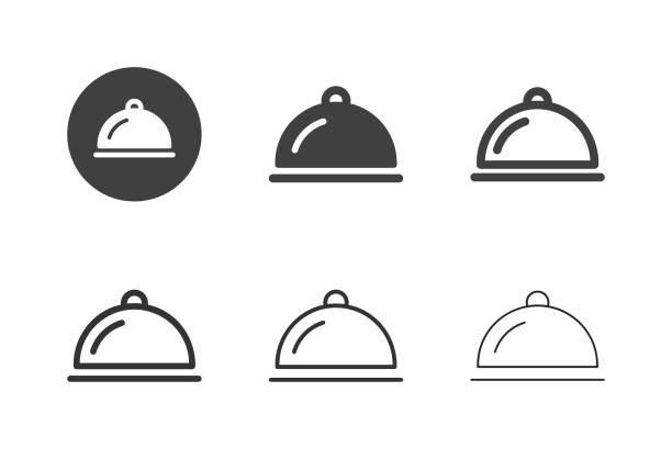 illustrations, cliparts, dessins animés et icônes de aliments servant des icônes de plateau - série multi - plateau à cloche