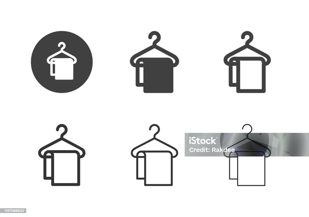 Coathanger avec des icônes de serviette - Série multi - clipart vectoriel de Icône libre de droits Coathanger avec des icônes de serviette - Série multi - clipart vectoriel de Icône libre de droits