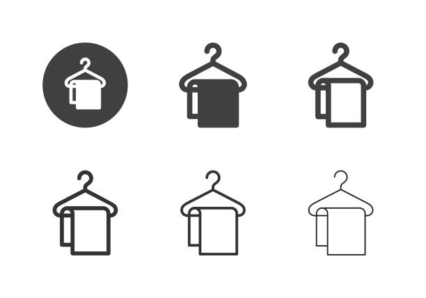 Coathanger with Towel Icons - Multi Series Coathanger with Towel Icons Multi Series Vector EPS File. coathanger stock illustrations