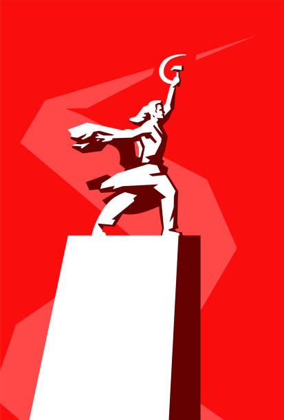 Illustration of the monument Worker and Collective Farm Girl. Vector. Sickle and hammer in the hands. All-Russian Exhibition Center. Illustration of the monument Worker and Collective Farm Girl. Vector. Sickle and hammer in the hands. All-Russian Exhibition Center. socialist symbol stock illustrations
