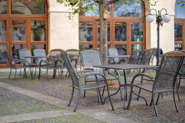 istock outdoor terrace at the restaurant with sitting 1197091112