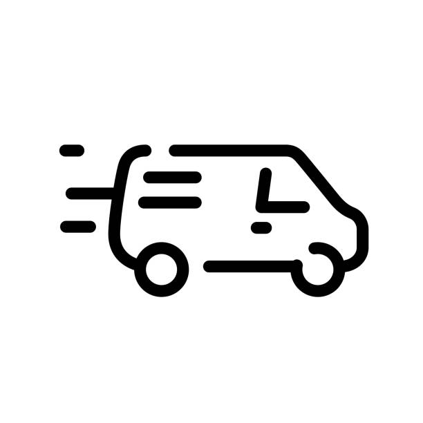 auto-symbol. lieferung der ware. taxi-dienstleistungen der ladung. vektor icon isoliert auf weißem hintergrund. modische lineare symbol. symbol für website und print. logo, emblem, symbol. transport von waren. - delivering freedom shipping truck stock-grafiken, -clipart, -cartoons und -symbole