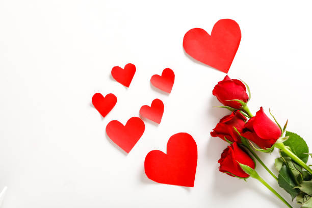 istock Little heart and Red rose with copy space frame. Valentine day concept 1197092086