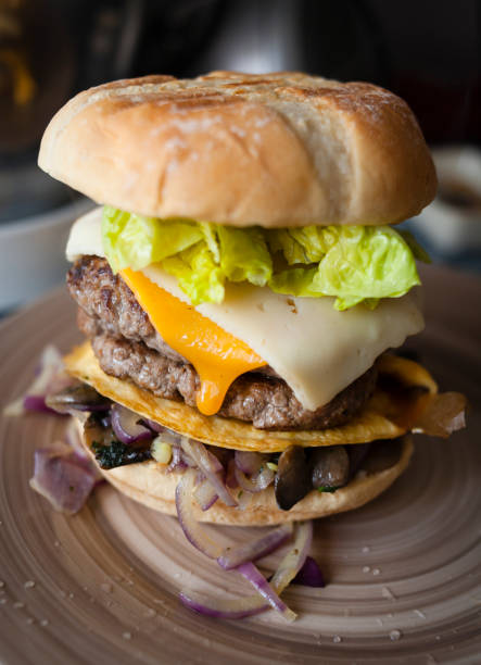 istock Big delicious double burger cheese 1197093081
